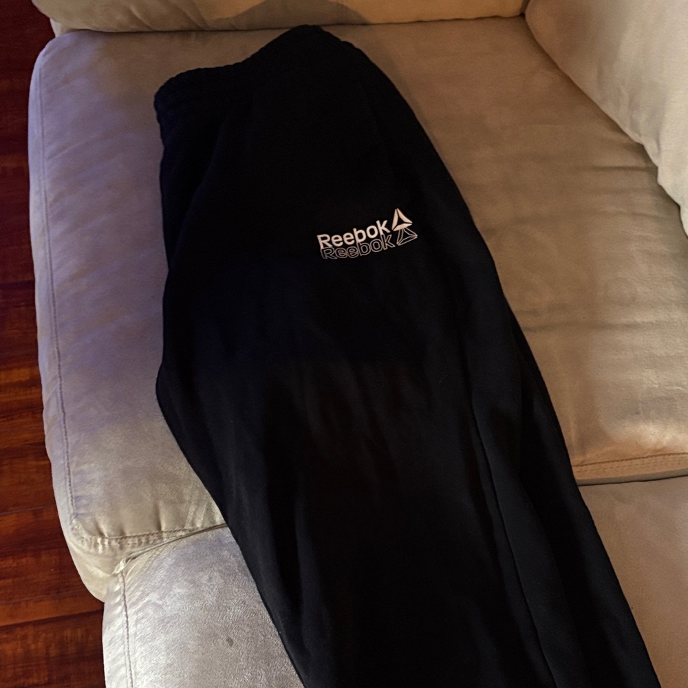 Reebok Black Sweatpants with White Logo